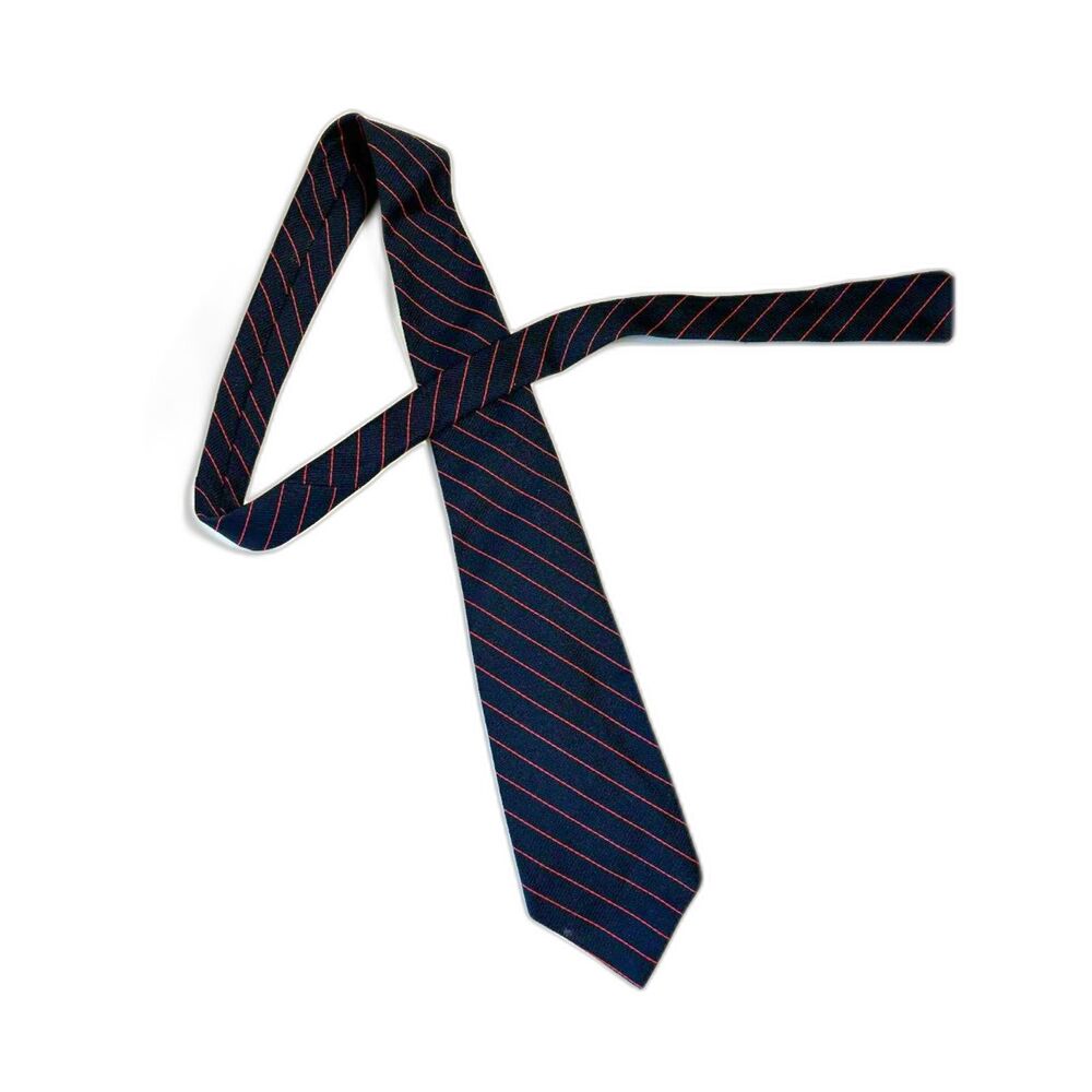 Christian Dior Tie Men's Navy Red Diagonal Stripe Vintage Workwear Luxury